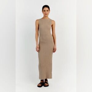 DISSH SIENNA TAUPE KNIT MIDI DRESS